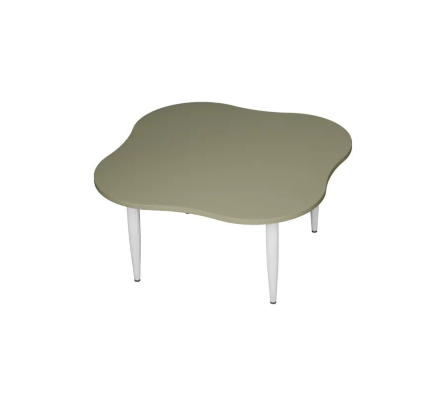 PLAYFORM 25 modulární hravé stoly, výška 520 mm, kovová podnož bílá, deska 25 mm, beton zelinkavý